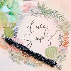 e Ball Multi Strand Crystal Bracelet - Gunmetal